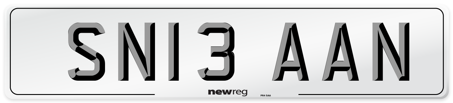 SN13 AAN Number Plate from New Reg